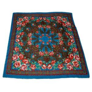 Vintage European Wrap Style Floral Scarf Made in Japan